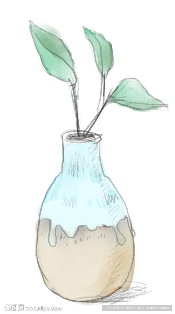 陶瓷小花瓶上色漫画图