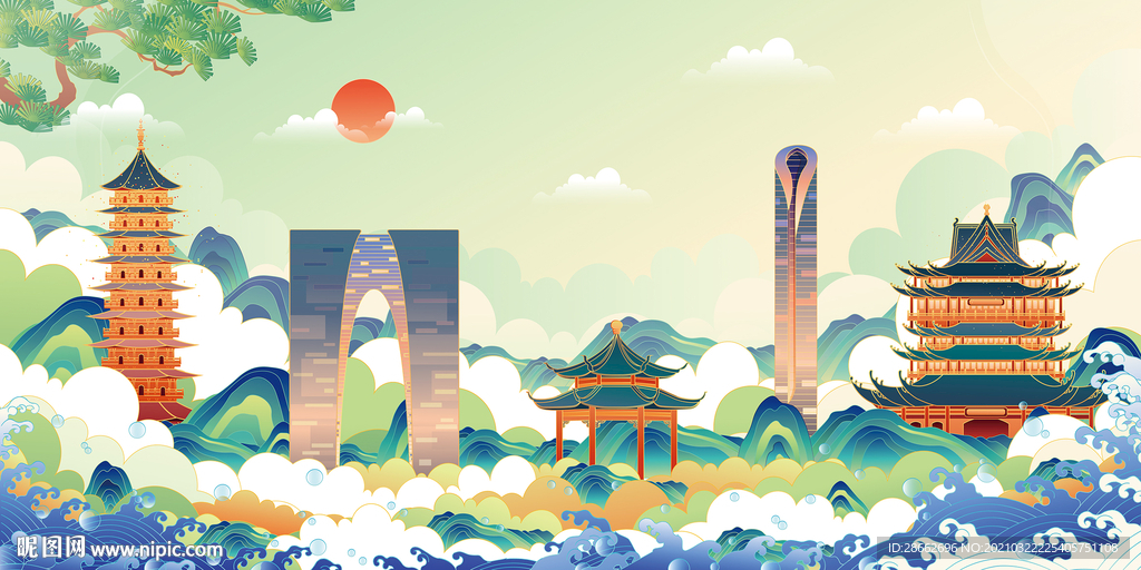 北京地標國潮插畫