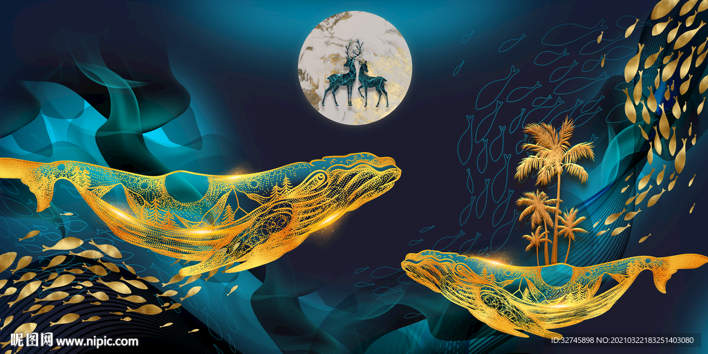 海底世界 梦幻蓝鲸晶瓷画
