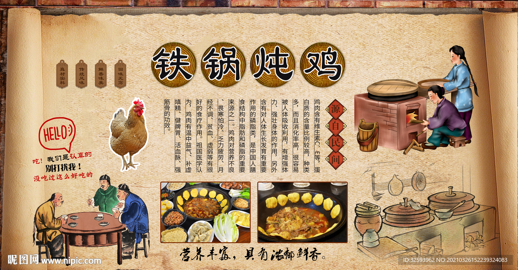 铁锅炖鸡背景墙