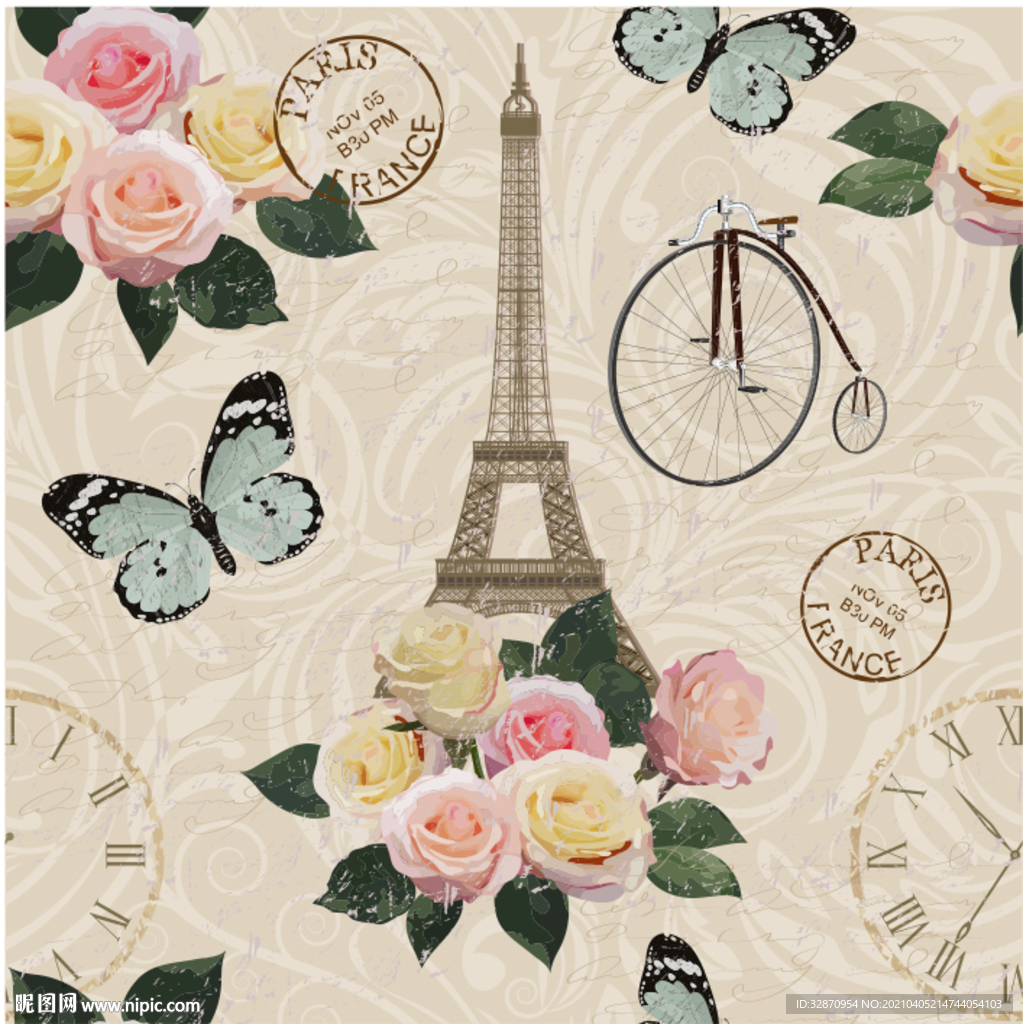 蝴蝶 巴黎铁塔