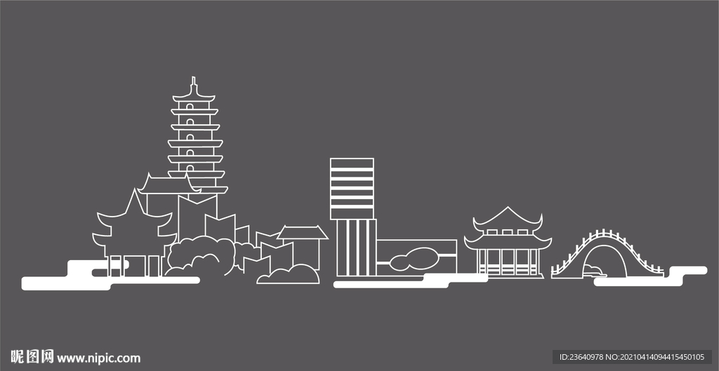 嘉定建筑線條矢量