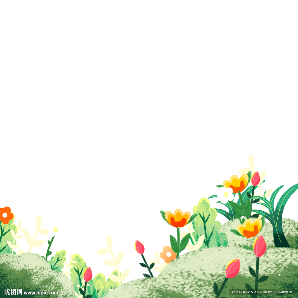 绿色装饰插画花朵元素