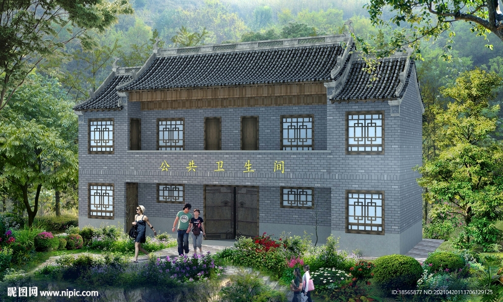 二層建筑模型 全套PS后期文件