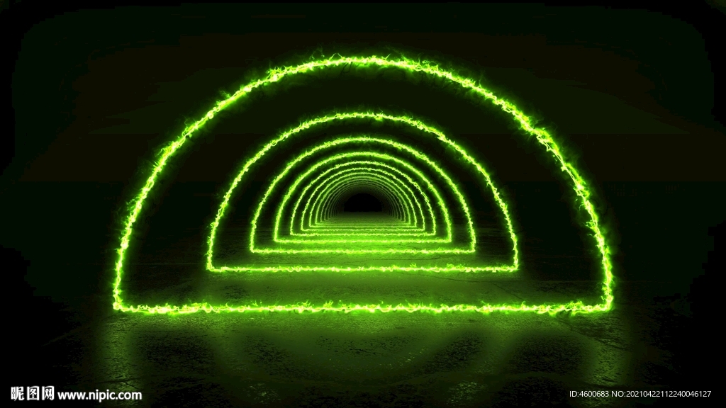 无限循环绿色能源光线走廊