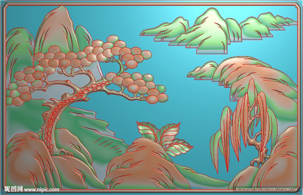 山水抽屜