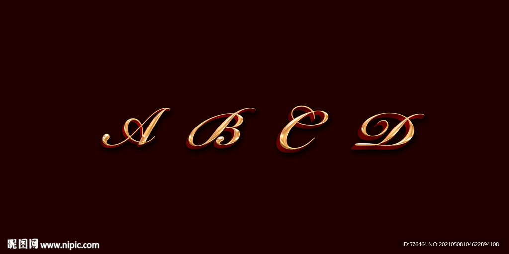 abcd英文字體鎏金字
