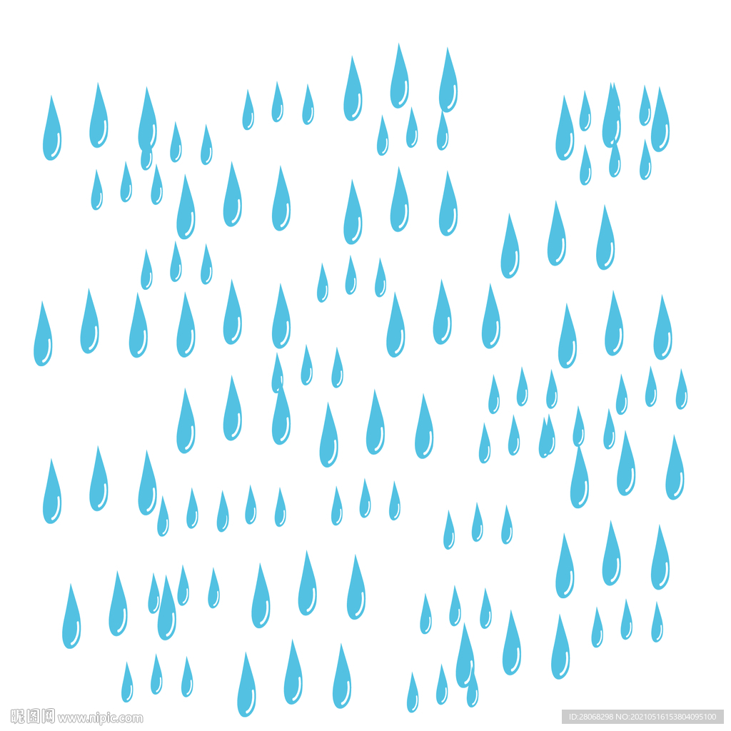 卡通蓝色插画雨滴元素
