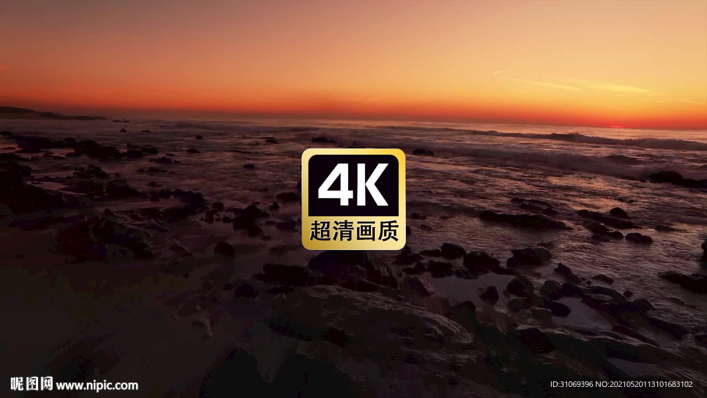 風景素材夕陽下的海灘