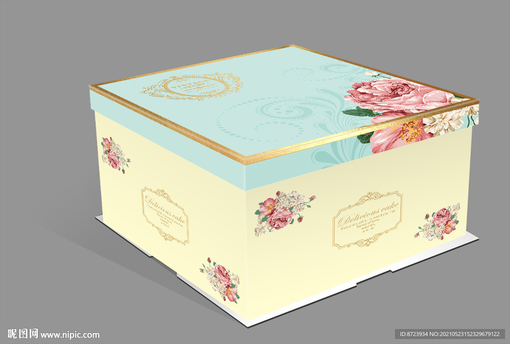花朵三体蛋糕方盒