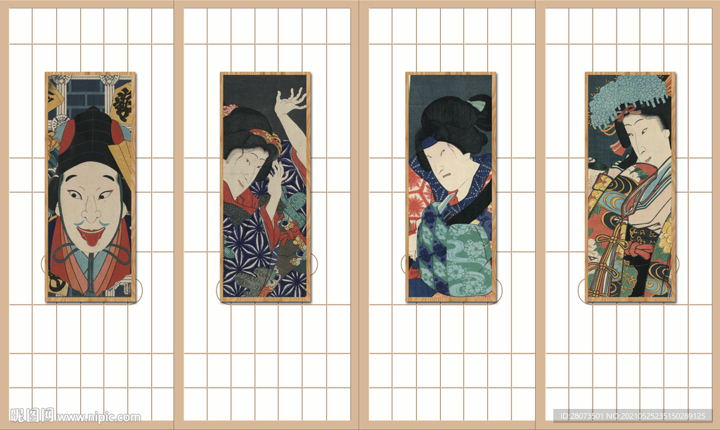 日式浮世绘背景墙图片