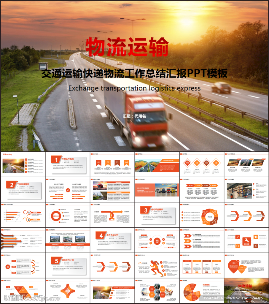 貨運物流快遞箱式大貨車PPT