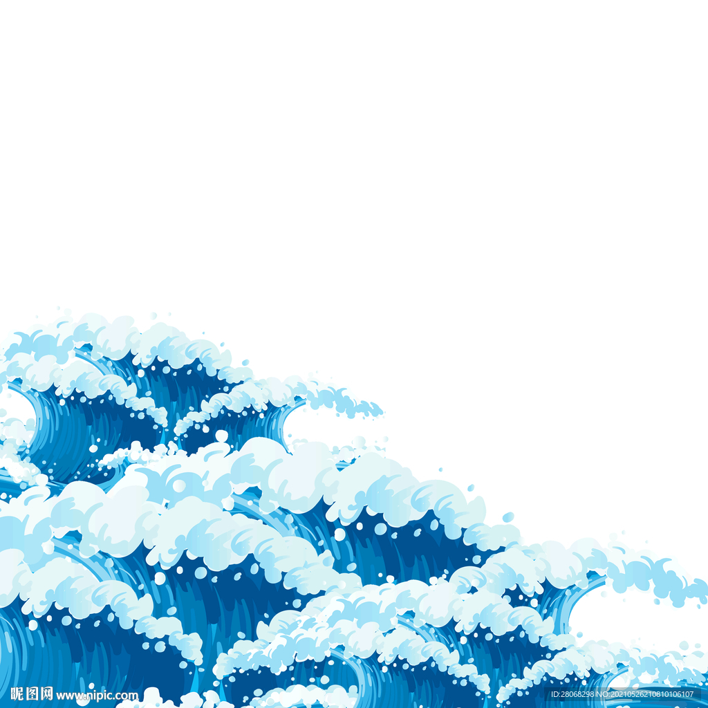 蓝色装饰海水浪花元素