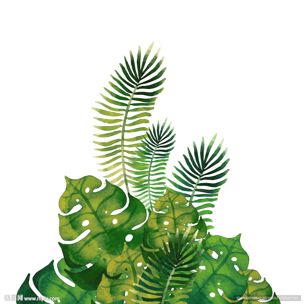 卡通装饰绿色植物叶子元素