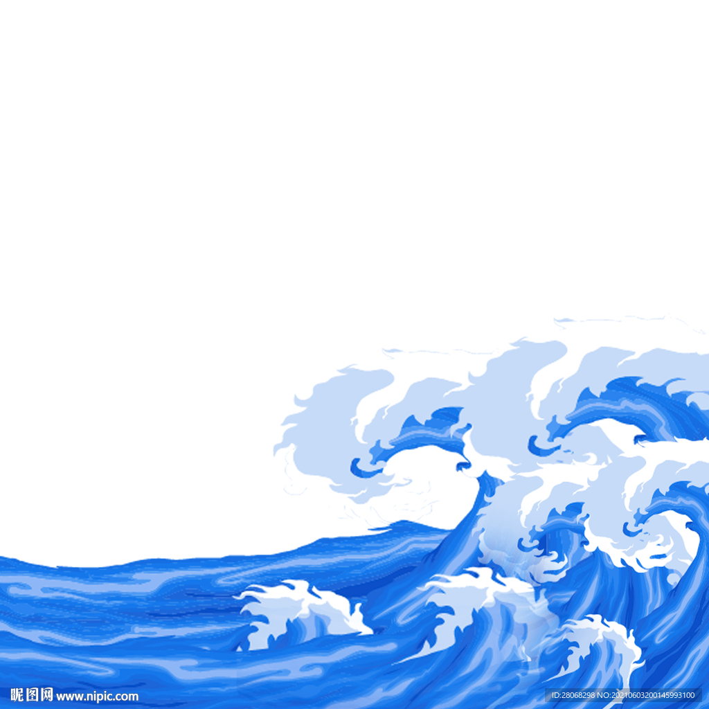 蓝色装饰插画海水元素