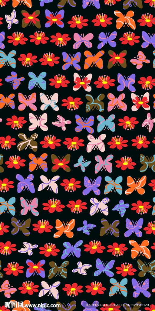 几何抽象蝴蝶花