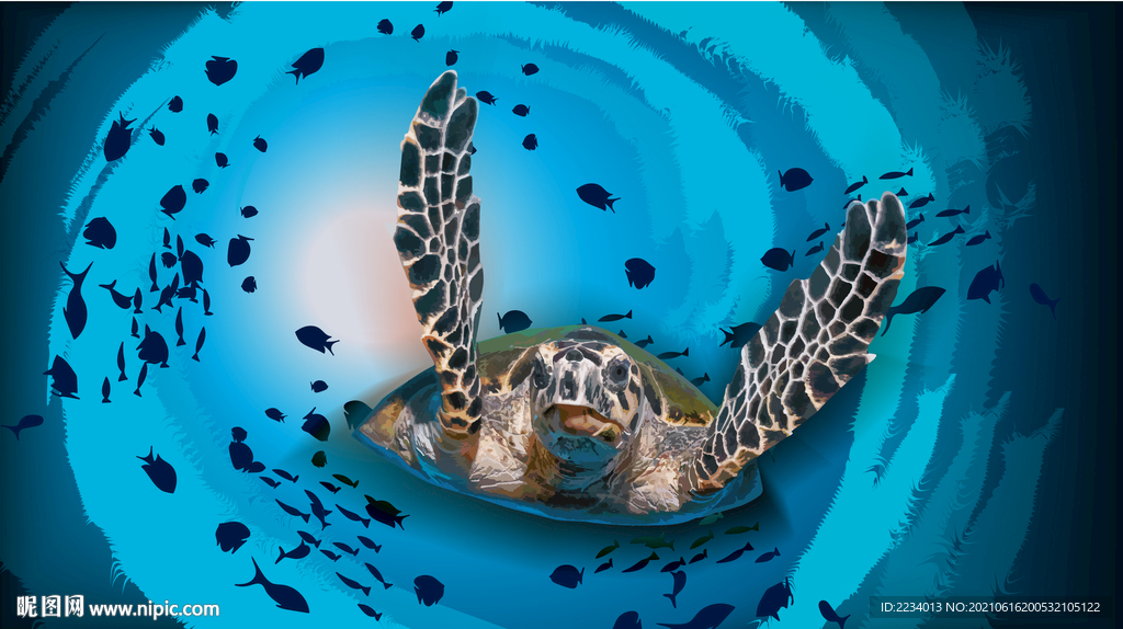 3D海龟墙画