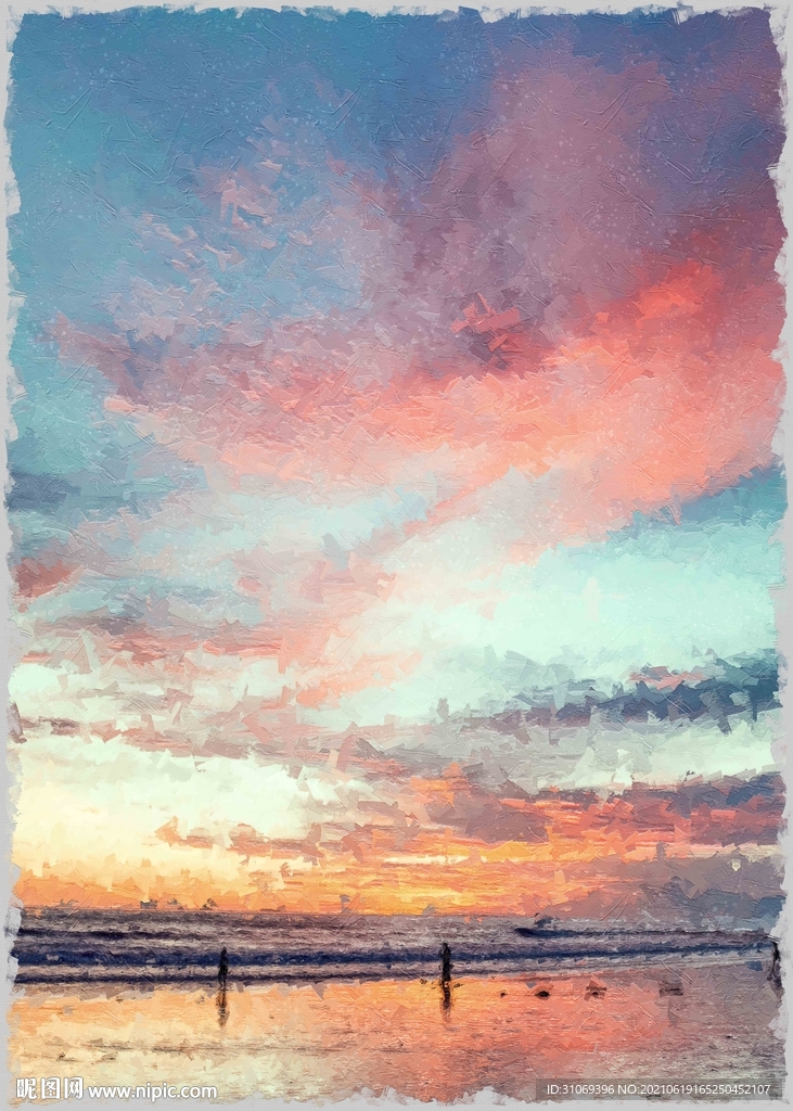 50X70数字油画装饰画夕阳