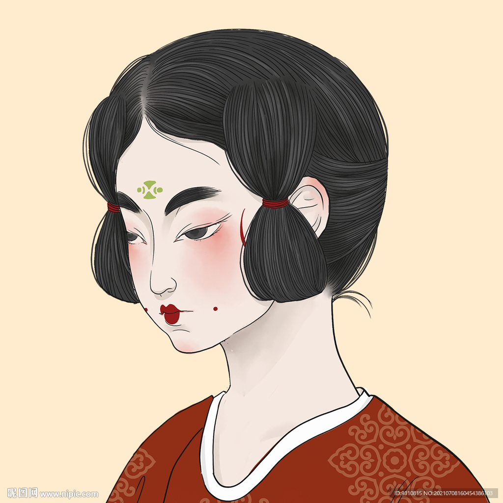 古風美女手繪插畫閨蜜微信頭像