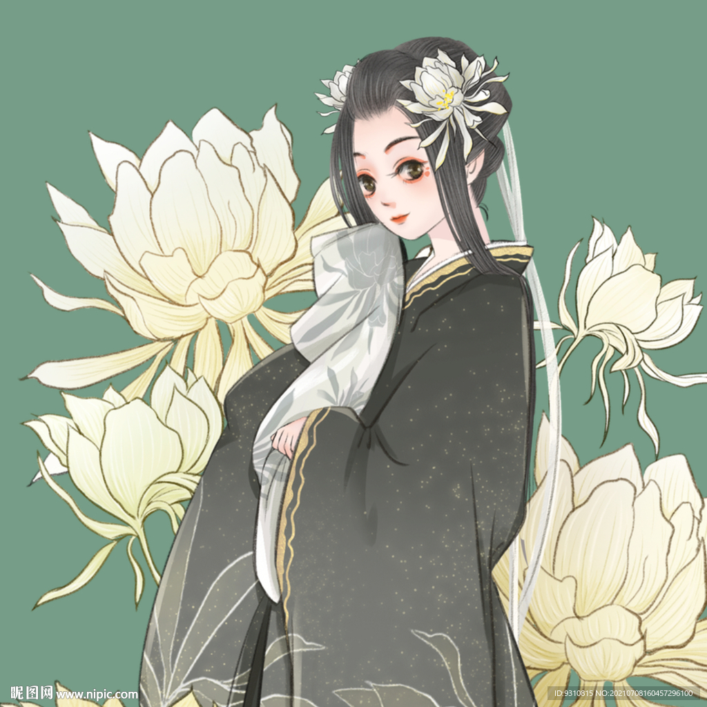 古風美女手繪插畫閨蜜微信頭像