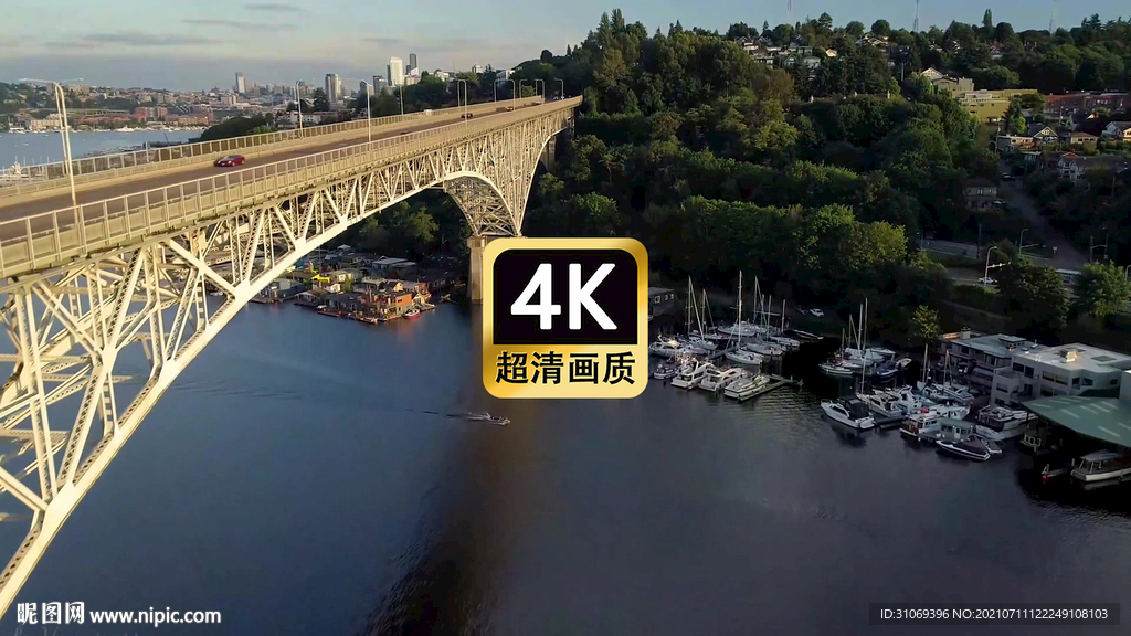 短視頻素材航拍跨海大橋兩岸美景