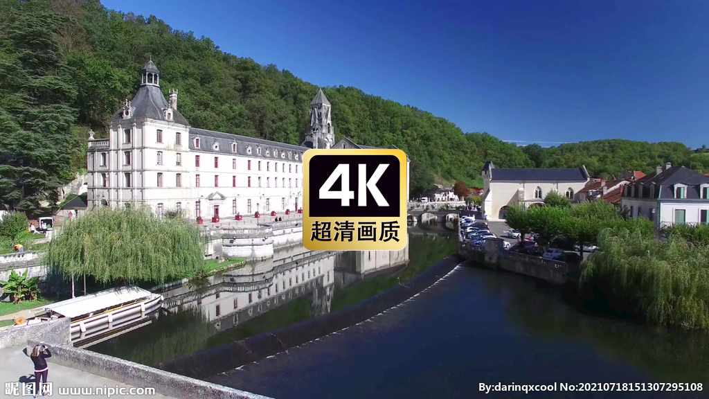 短视频素材航拍酒店河流桥梁