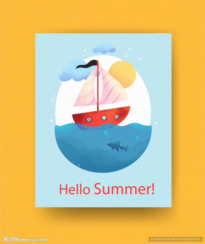 夏日帆船海报
