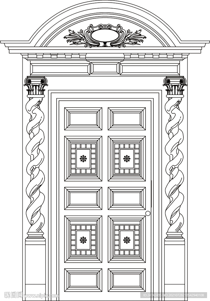 欧式拱门大门雕刻路径