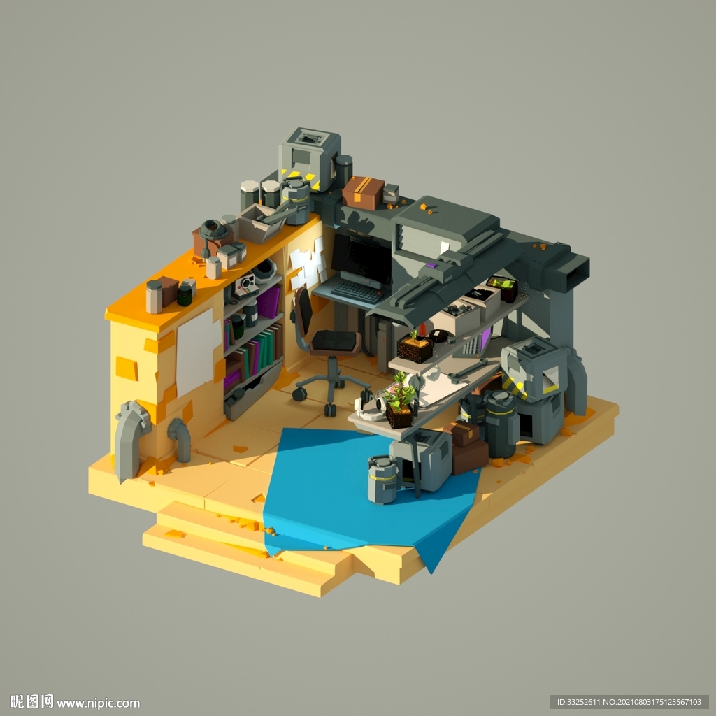 辦公 Lowpoly 