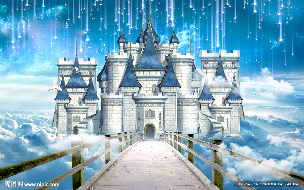 梦幻天空城堡背景墙