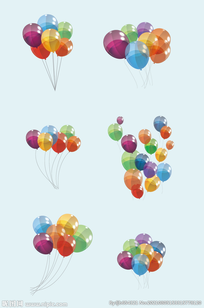 AI矢量手绘多彩气球元素