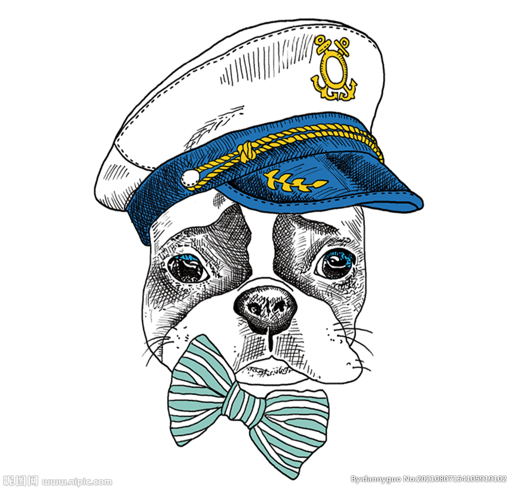 手繪海軍動物狗