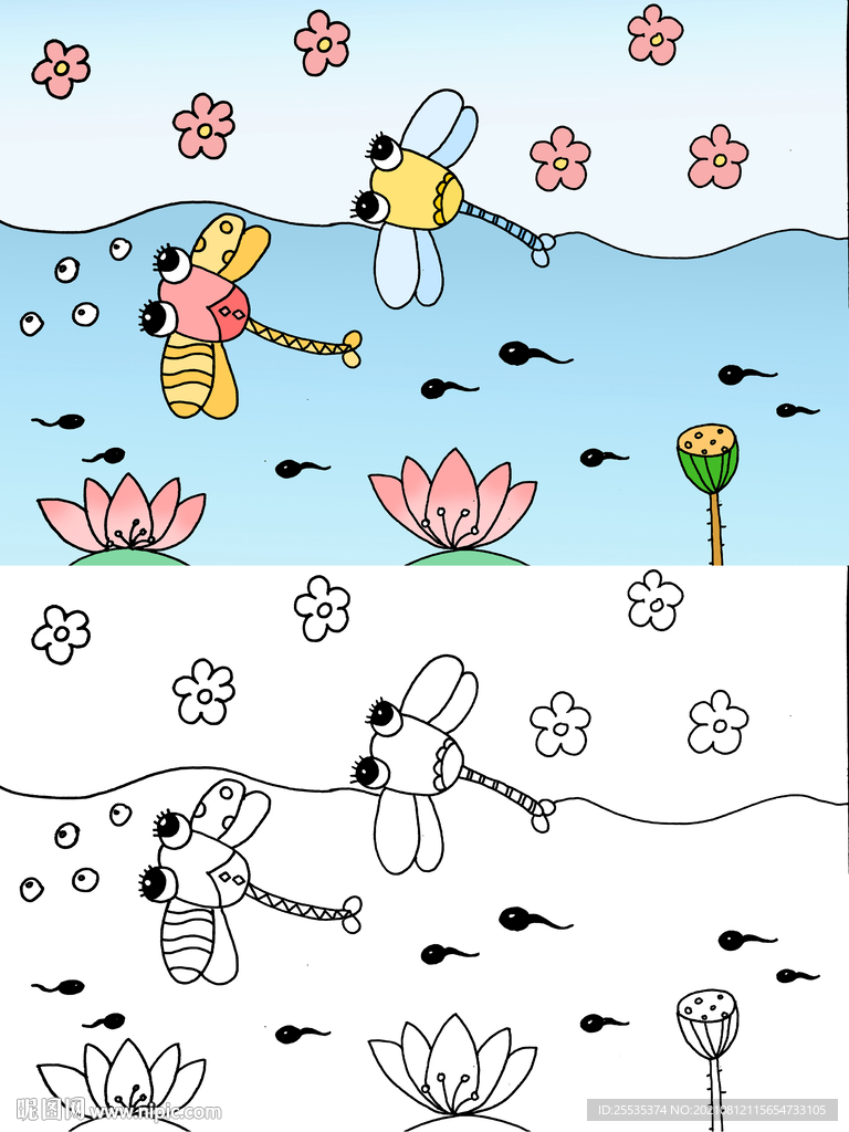 夏日荷塘簡(jiǎn)筆畫