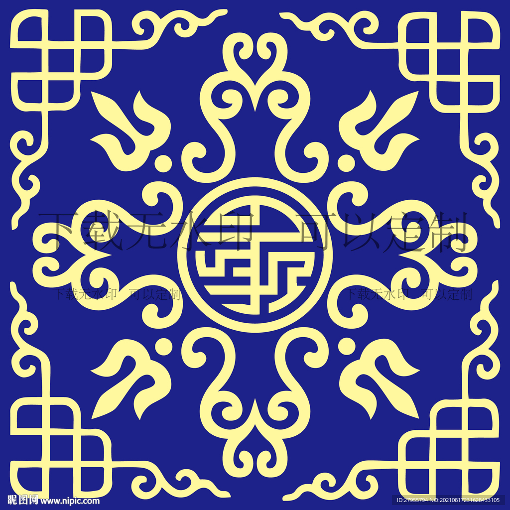 蒙古族图案设计蓝色