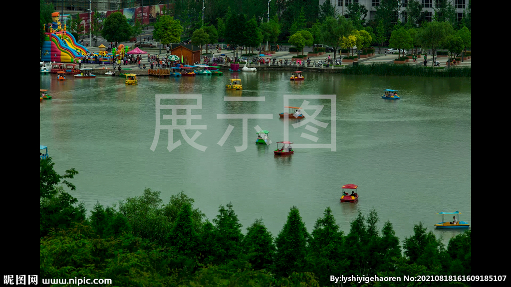 泗阳生态公园湖面小船延时摄影