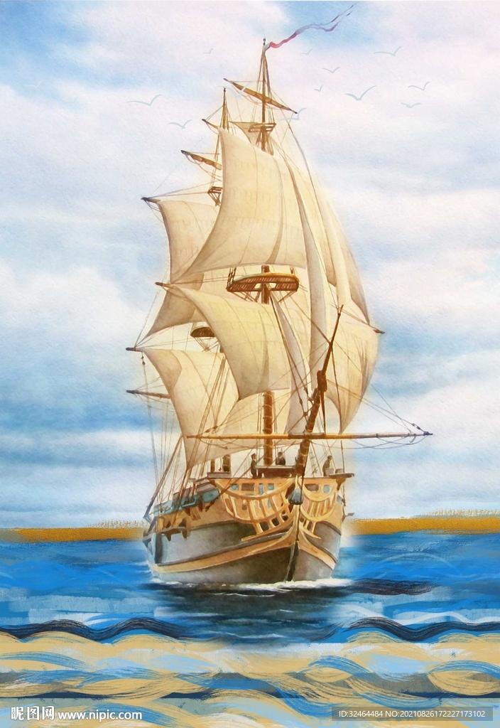 帆船艺术油画