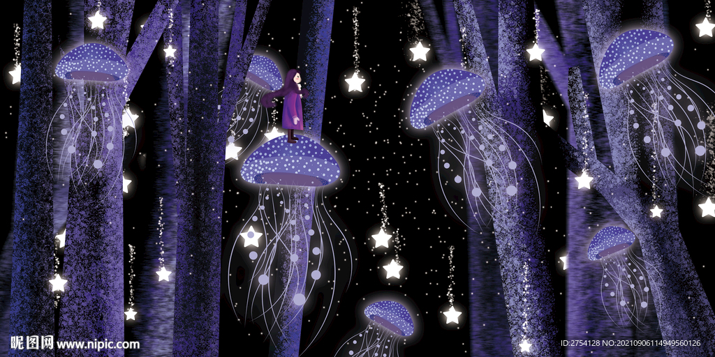 晶瓷画 抽象画 紫色森林