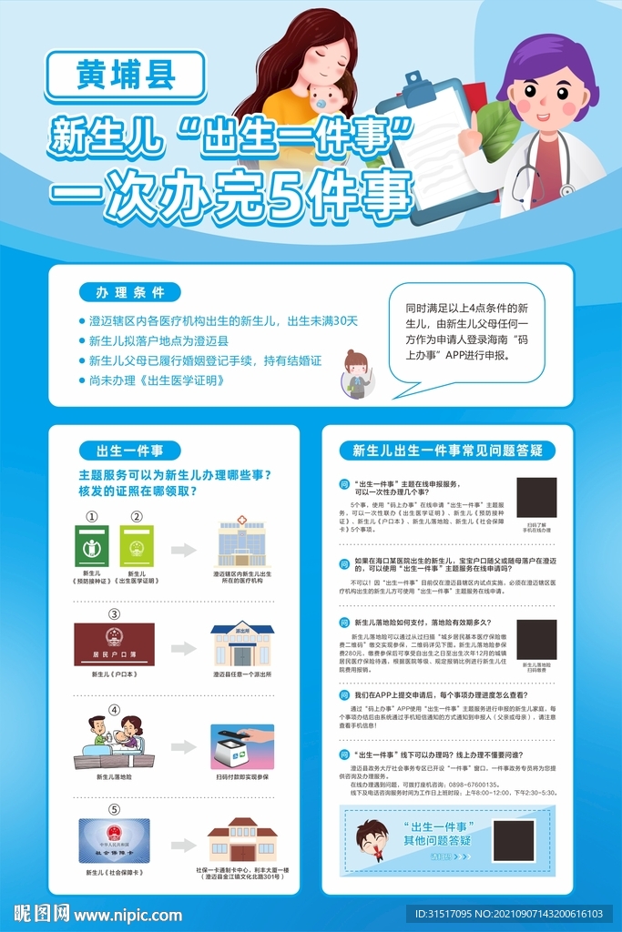 新生兒“出生一件事”流程海報