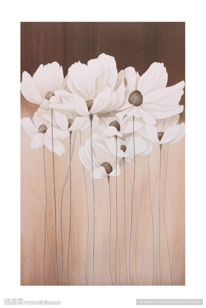 晶瓷画 白色花朵