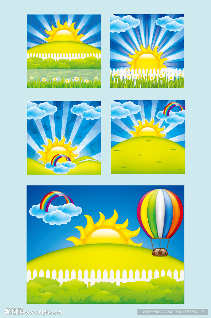 AI矢量太阳热气球插画