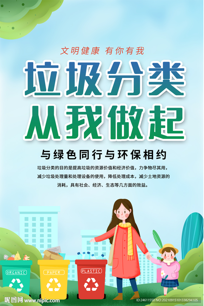 清新垃圾分類宣傳海報(bào)