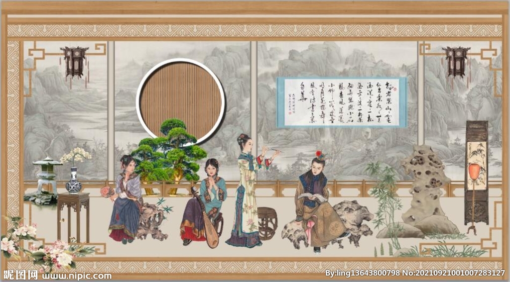 新中式古典装饰背景墙