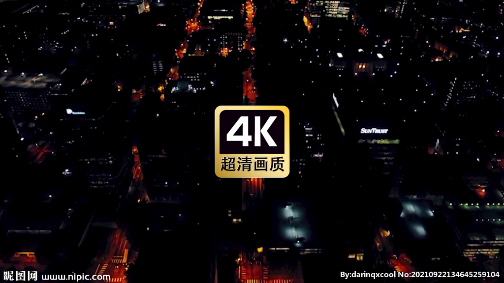 航拍城市建筑群夜景