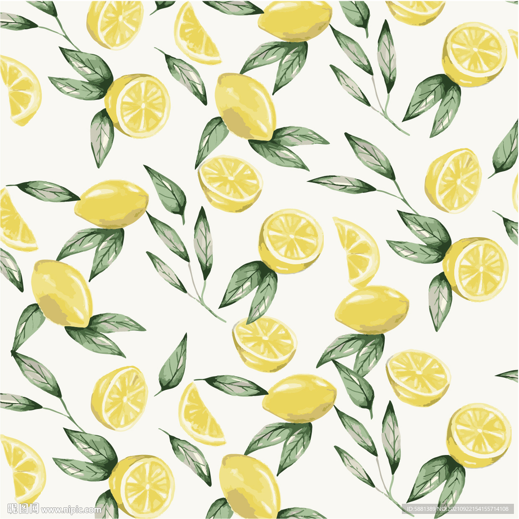 手绘柠檬花型图案