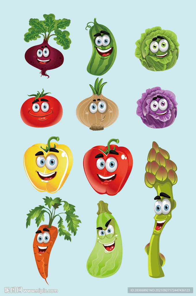 AI矢量蔬菜表情包表情