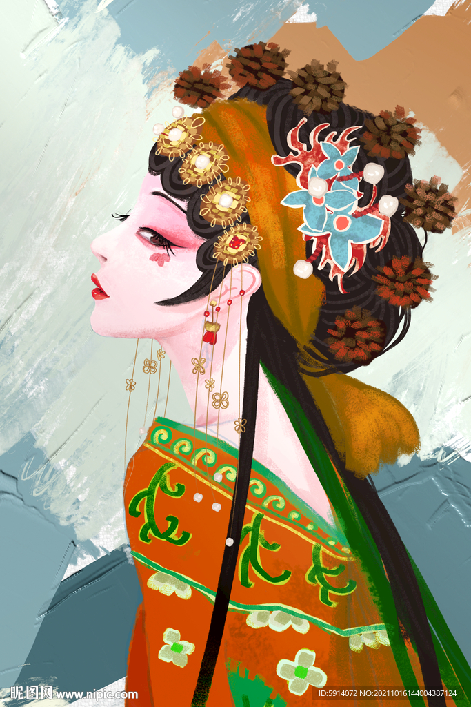 裝飾畫 美女戲子