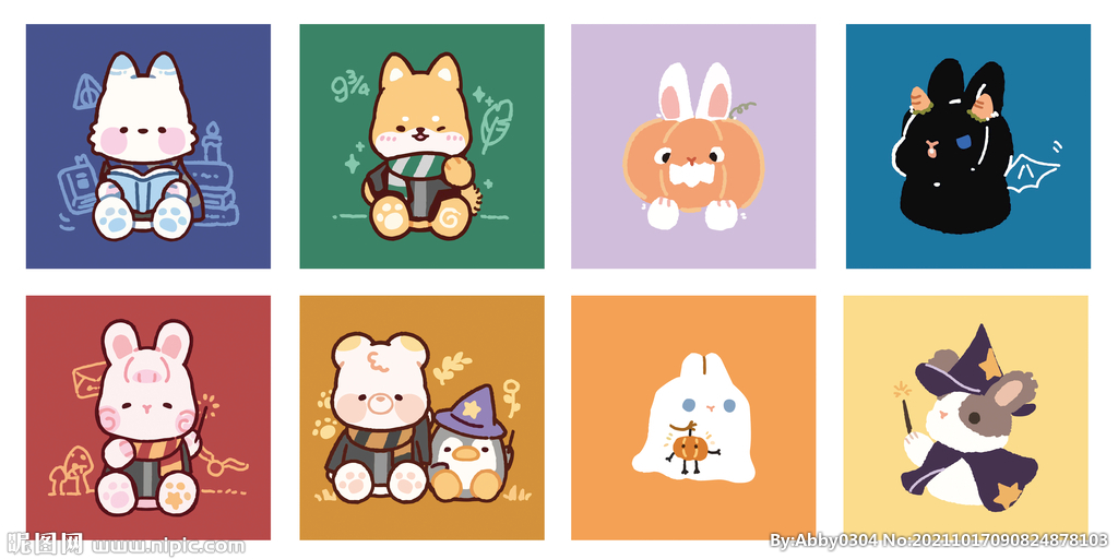 卡通動物小插畫
