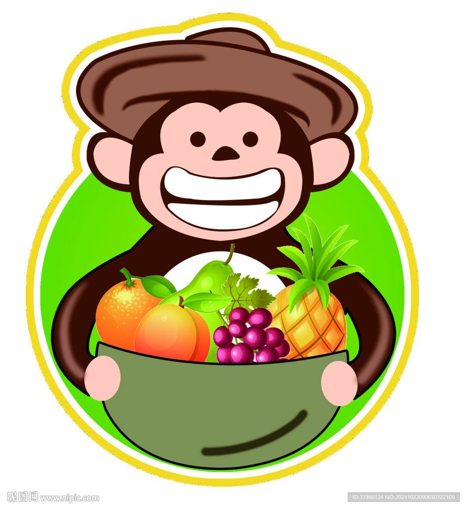 水果店logo卡通猴子