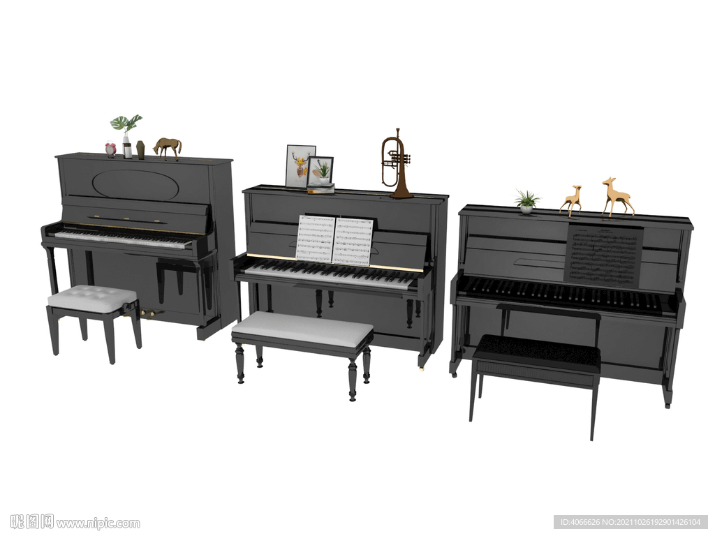钢琴乐器3d模型