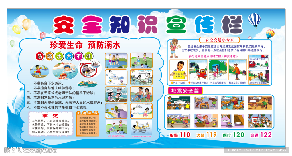 安全知識教育宣傳欄小學幼兒園